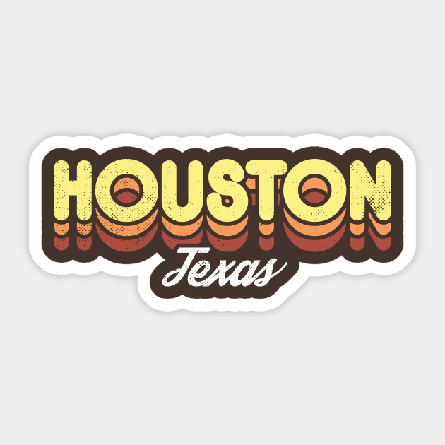 Retro Houston Texas Brown Sticker by rojakdesigns